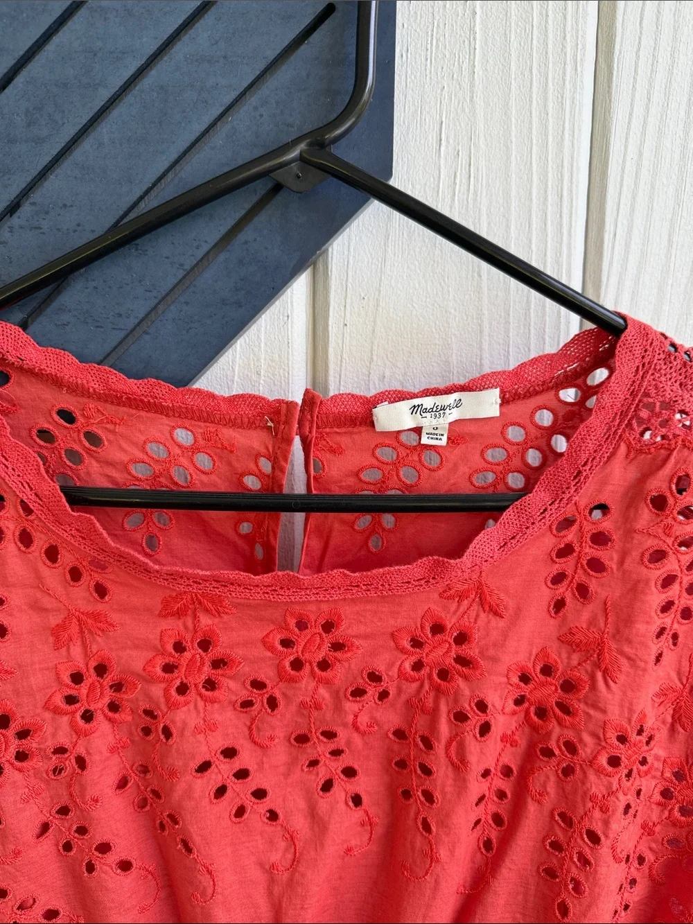Madewell Red Eyelet Short Sleeve Romper